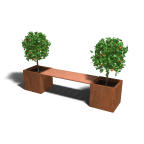 Floreiras em aço corten com banco