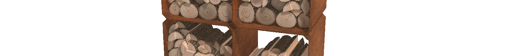 Suporte em forma de cubo para lenha