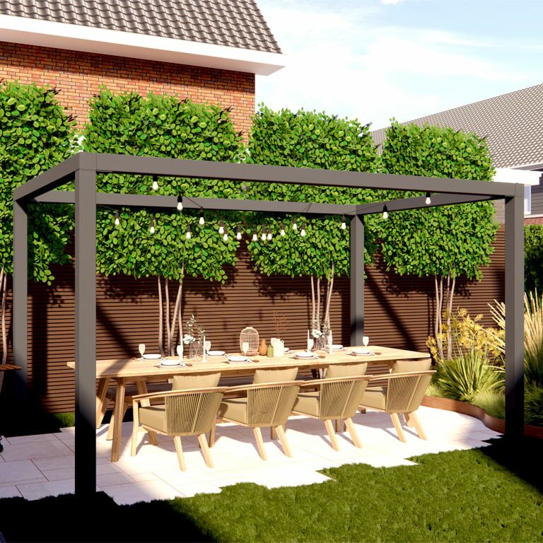 Pérgola quadrada em aço com revestimento em pó 424 x 250 cm