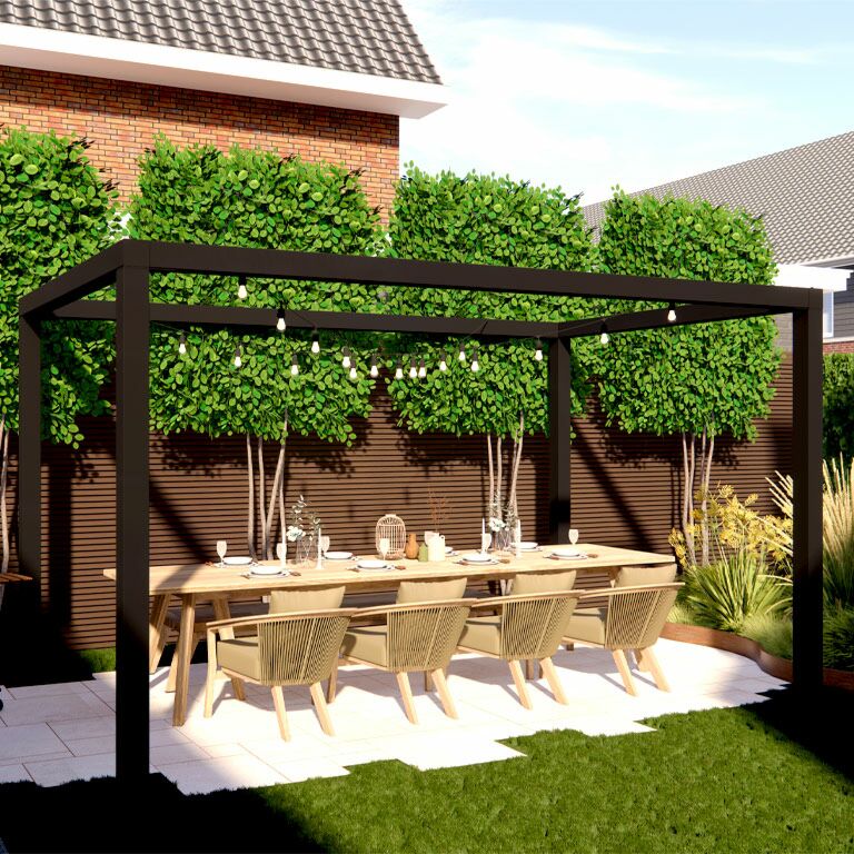 Pérgola quadrada em aço com revestimento em pó 324 x 300 cm