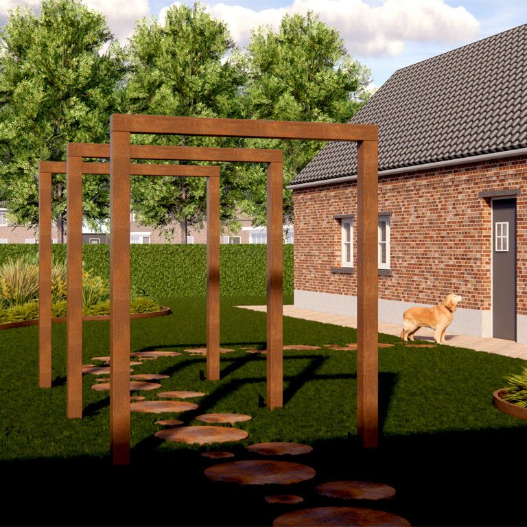 Pérgola reta em aço corten 150 cm