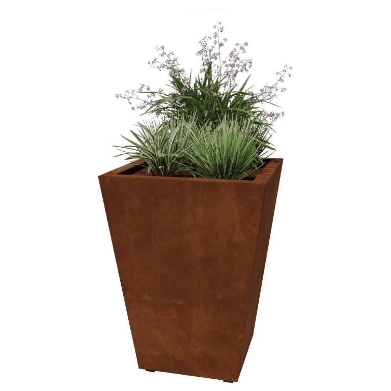 Floreira soldada cônica em aço corten 60 x 60 x 80 cm