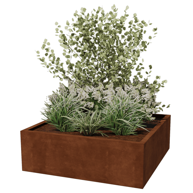 Floreira soldada em aço corten Montana 120 x 120 x 40 cm
