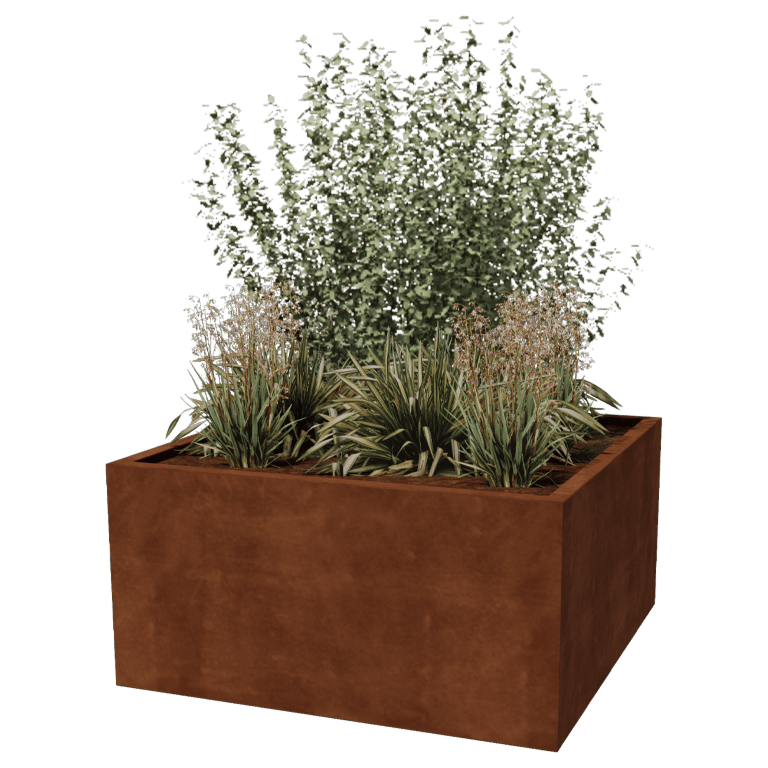 Floreira soldada em aço corten Montana 120 x 120 x 60 cm
