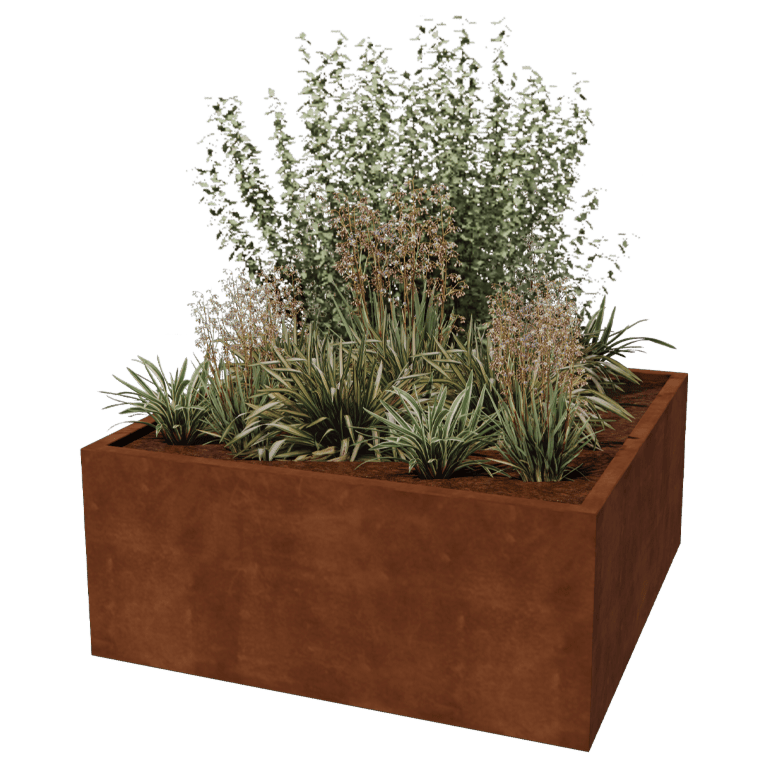 Floreira soldada em aço corten Montana 140 x 140 x 60 cm