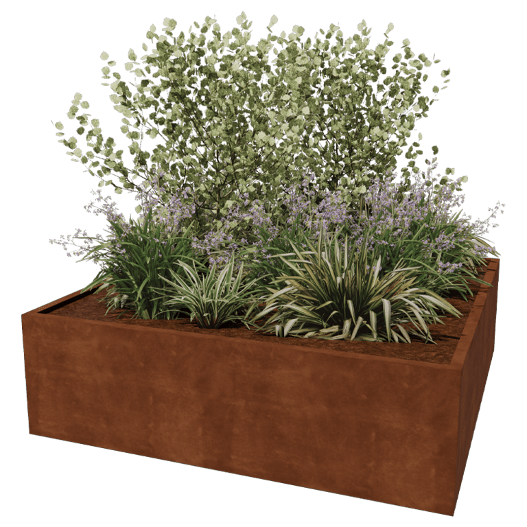 Floreira soldada em aço corten Montana 200 x 200 x 60 cm