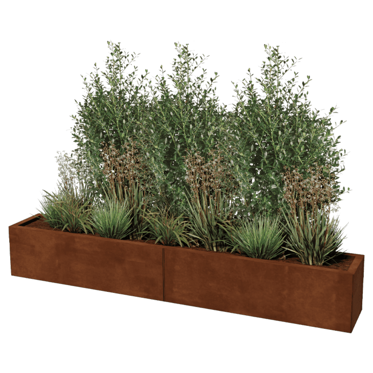 Floreira em aço corten Texas xxl 200 x 30 cm