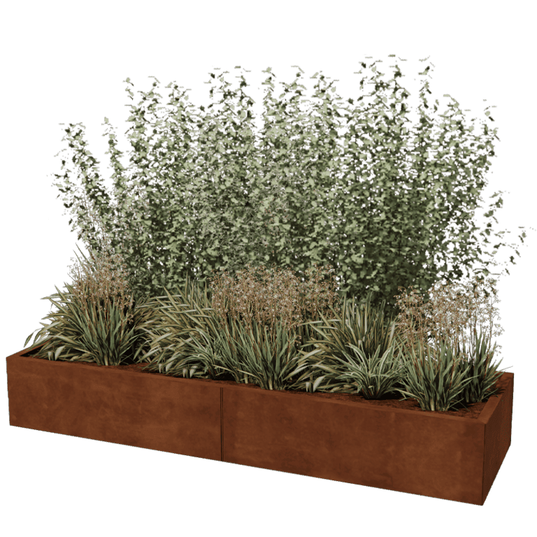 Floreira em aço corten Texas xxl 200 x 60 cm
