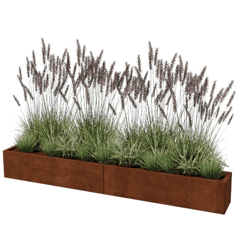 Floreira em aço corten Texas xxl 240 x 30 cm