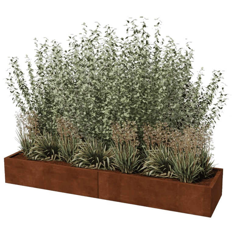 Floreira em aço corten Texas xxl 240 x 60 cm