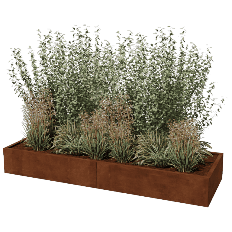 Floreira em aço corten Texas xxl 240 x 80 cm