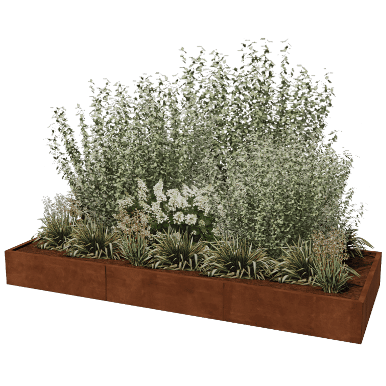 Floreira em aço corten Texas xxl 300 x 120 cm