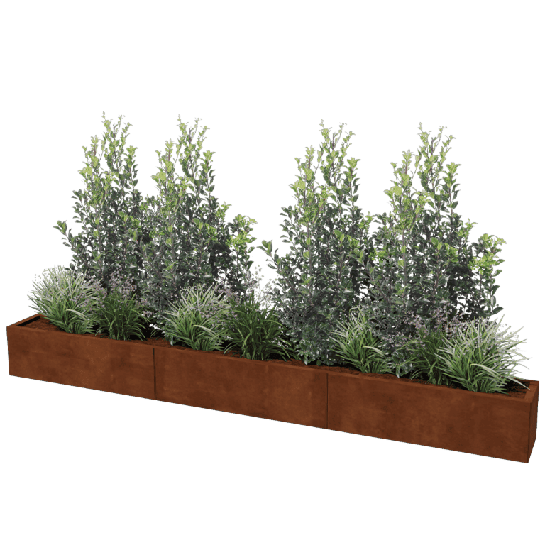 Floreira em aço corten Texas xxl 300 x 30 cm