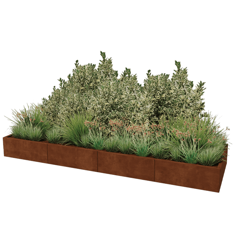 Floreira em aço corten Texas xxl 320 x 100 cm
