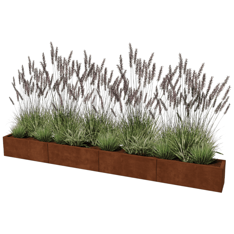 Floreira em aço corten Texas xxl 320 x 30 cm