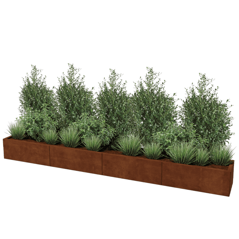Floreira em aço corten Texas xxl 320 x 40 cm