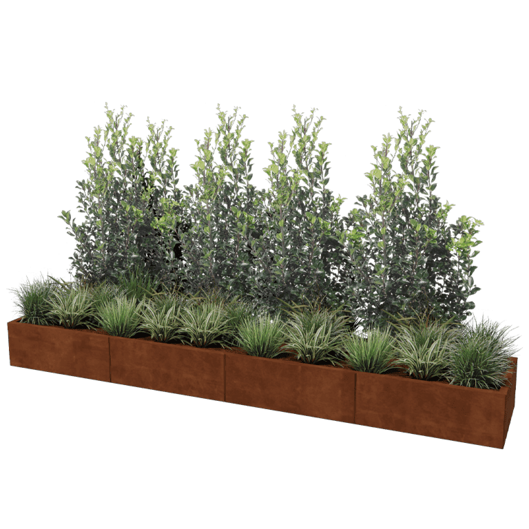Floreira em aço corten Texas xxl 320 x 60 cm