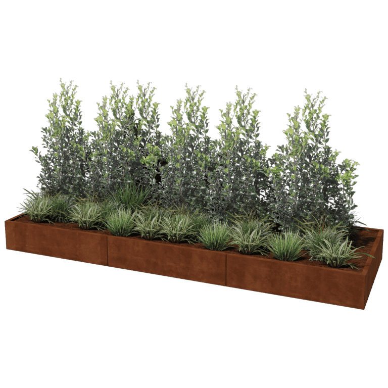 Floreira em aço corten Texas xxl 360 x 120 cm