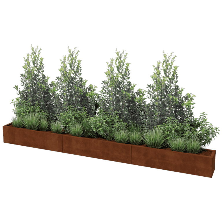 Floreira em aço corten Texas xxl 360 x 30 cm