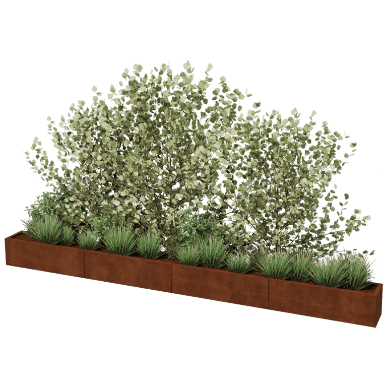 Floreira em aço corten Texas xxl 400 x 30 cm
