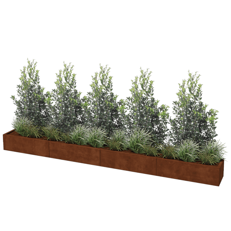 Floreira em aço corten Texas xxl 400 x 40 cm