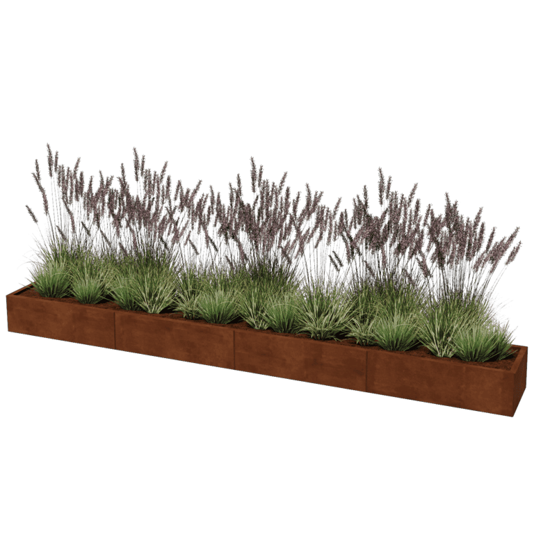 Floreira em aço corten Texas xxl 400 x 50 cm