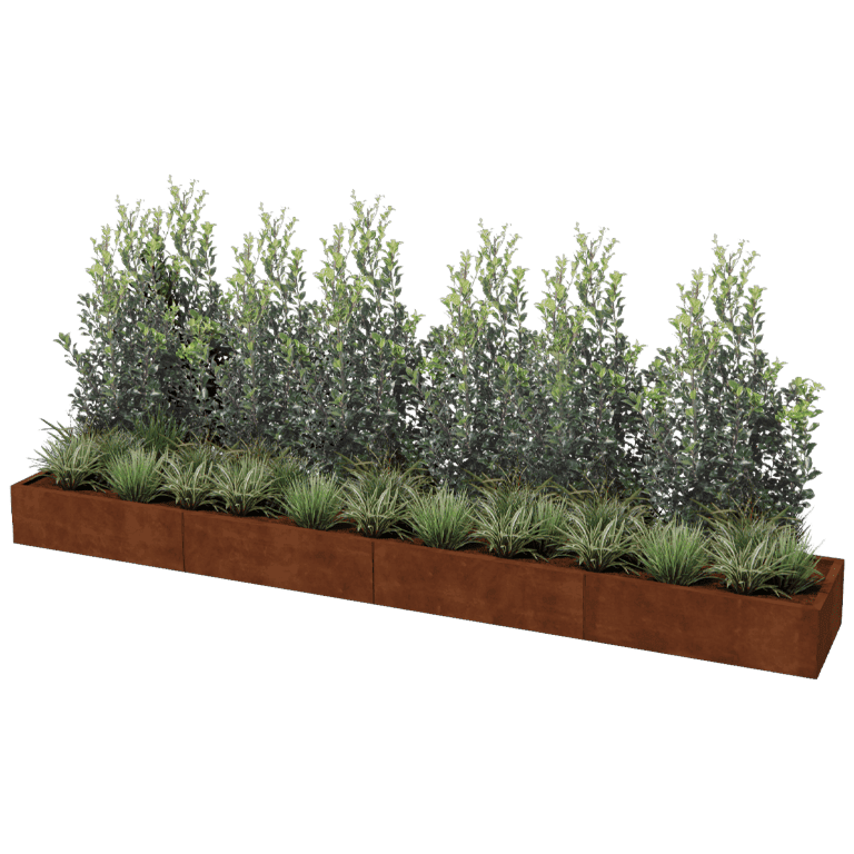 Floreira em aço corten Texas xxl 400 x 60 cm