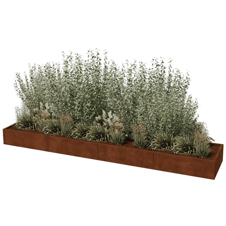 Floreira em aço corten Texas xxl 400 x 80 cm