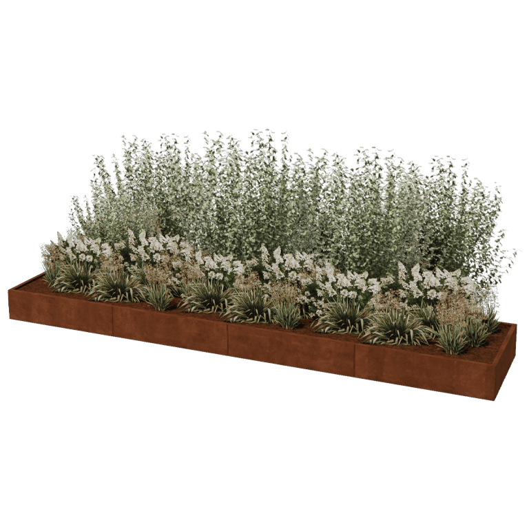 Floreira em aço corten Texas xxl 480 x 100 cm