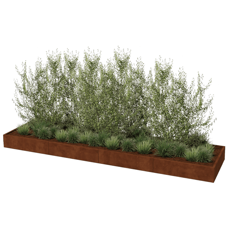 Floreira em aço corten Texas xxl 480 x 120 cm