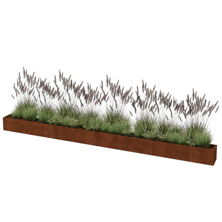 Floreira em aço corten Texas xxl 480 x 30 cm