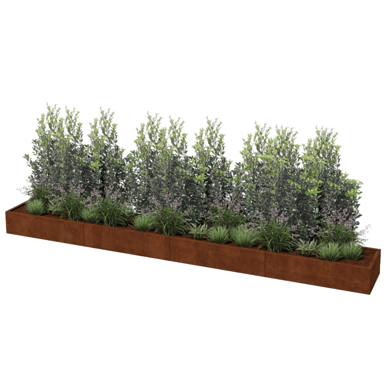 Floreira em aço corten Texas xxl 480 x 60 cm