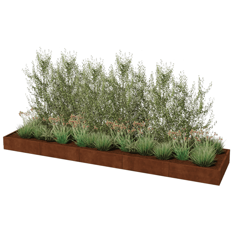 Floreira em aço corten Texas xxl 500 x 120 cm
