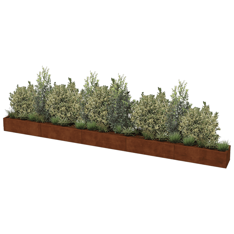 Floreira em aço corten Texas xxl 500 x 40 cm