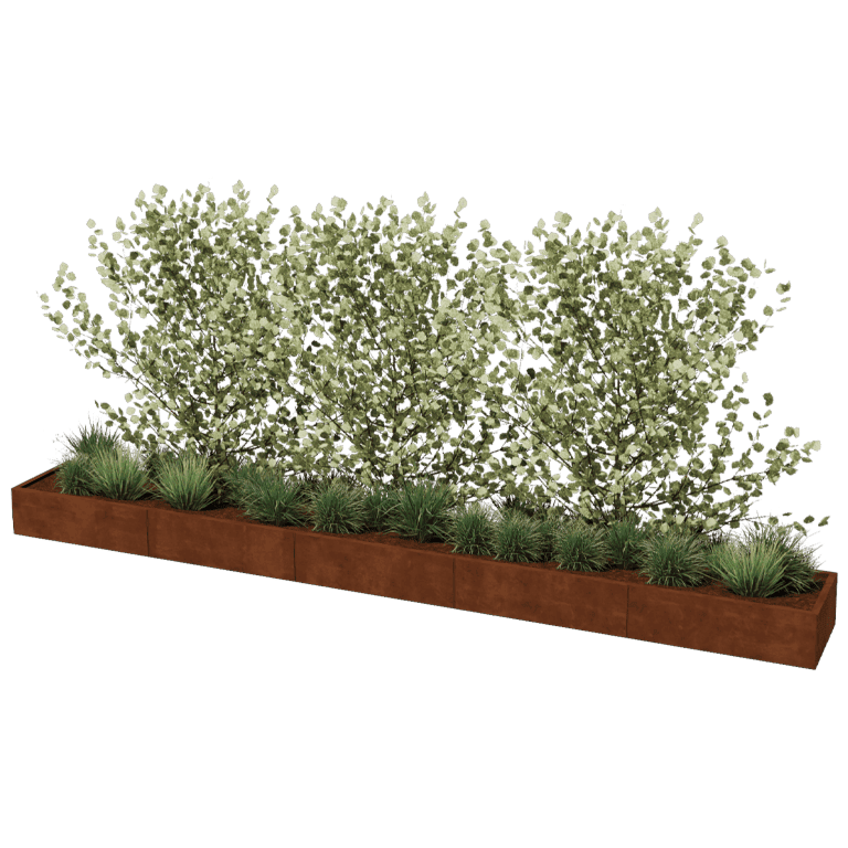 Floreira em aço corten Texas xxl 500 x 60 cm
