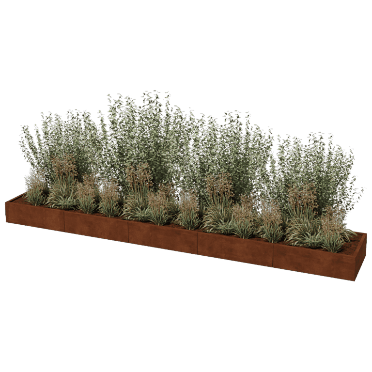 Floreira em aço corten Texas xxl 500 x 80 cm