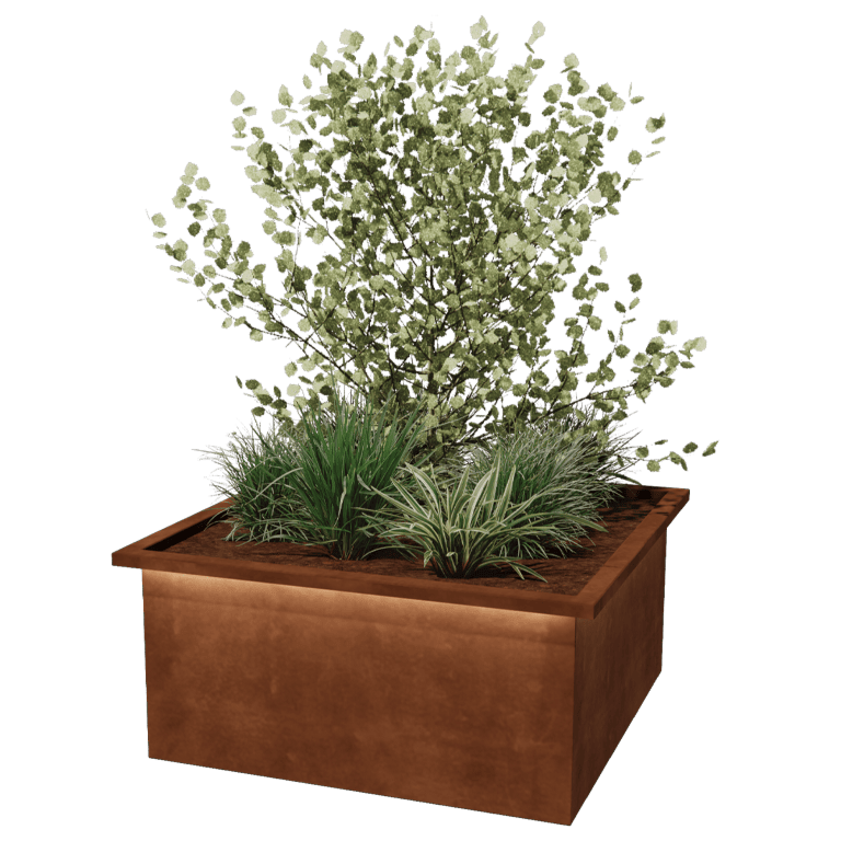 Floreira soldada em aço corten com LED Alabama 100 x 100 x 50 cm