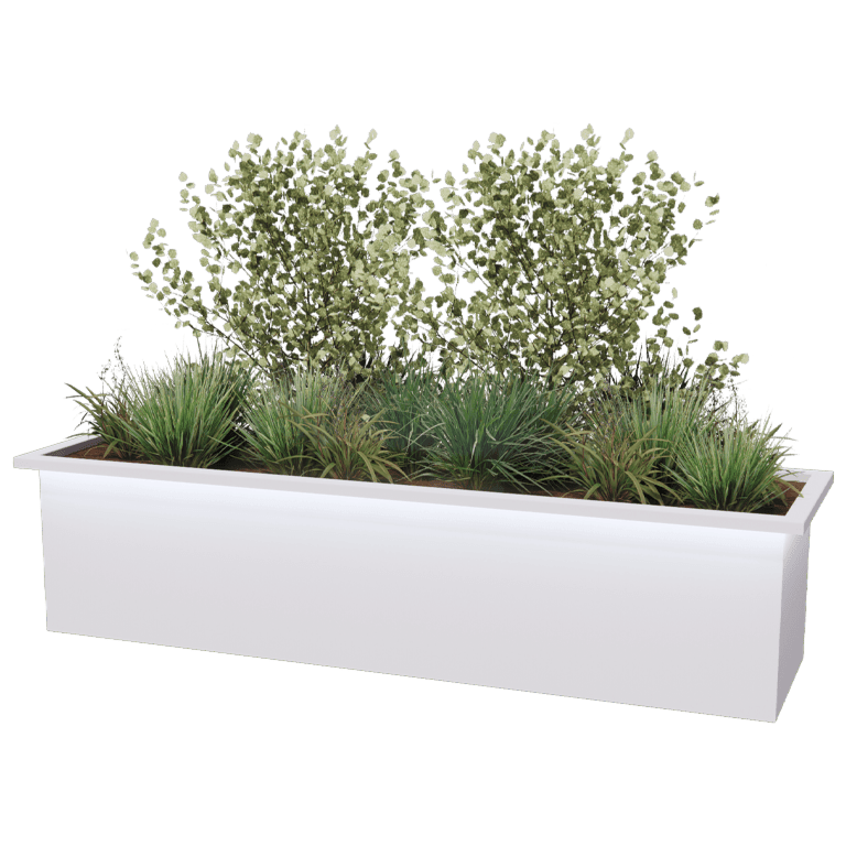 Floreira soldada em aço com revestimento em pó com LED Alabama 200 x 50 x 50 cm