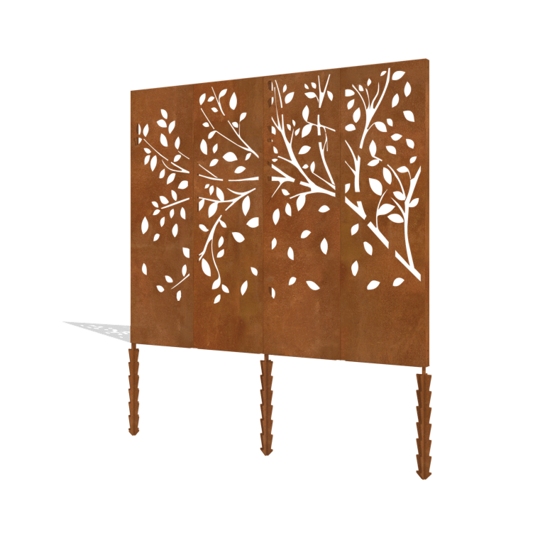 Conjunto completo de árvore de painéis em aço Corten 240 x 6 x 190 cm
