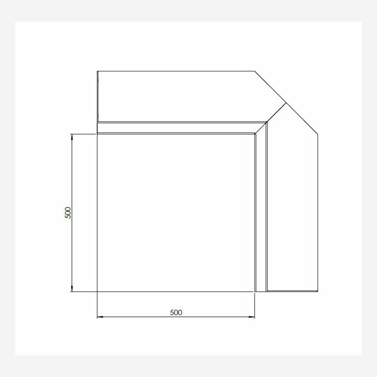 Muro de contenção de canto interior em aço corten 50 x 50 cm (altura 50 cm)