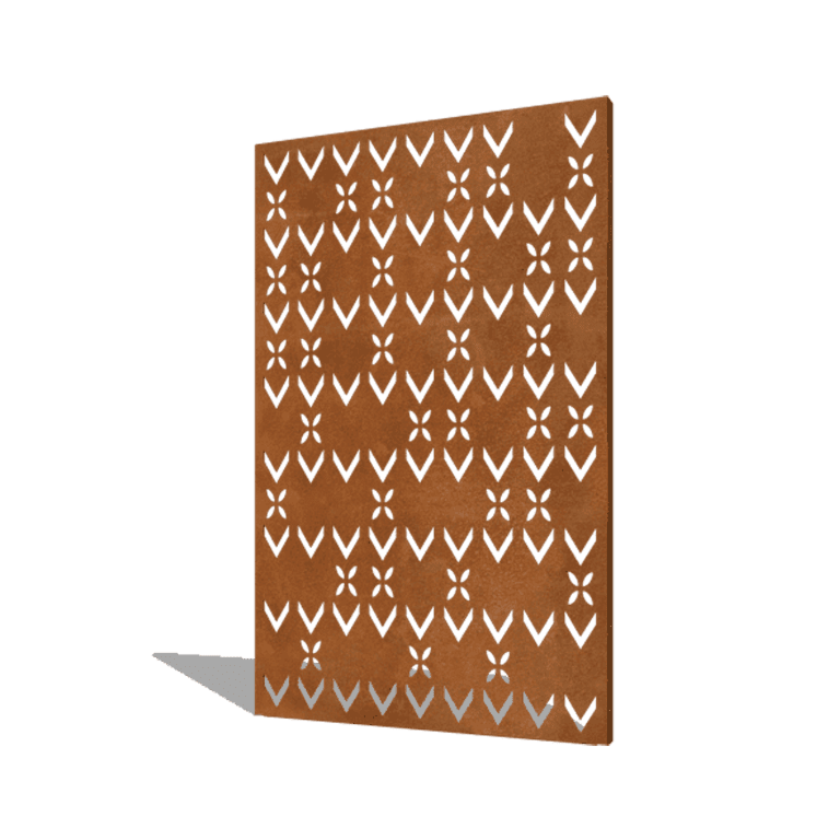 Padrão de telhado composição aço corten 3 120 x 6 x 190 cm