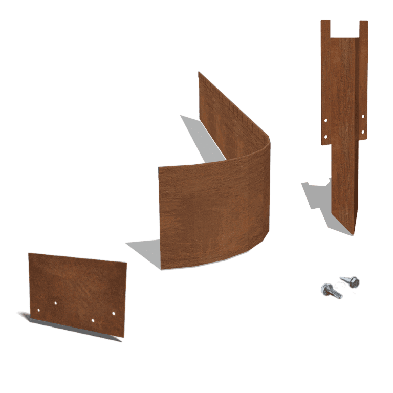 Borda achatada em aço corten FLEX 23 cm conjunto completo por 24 metros
