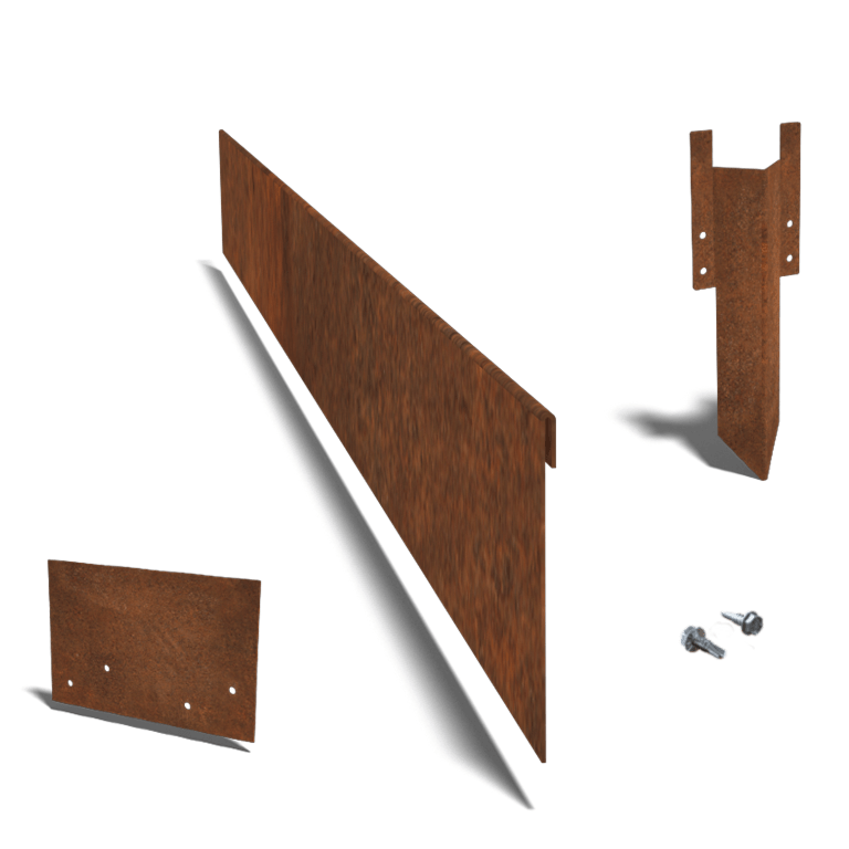 Conjunto completo de borda achatada em aço corten de 13 cm por 15 metros