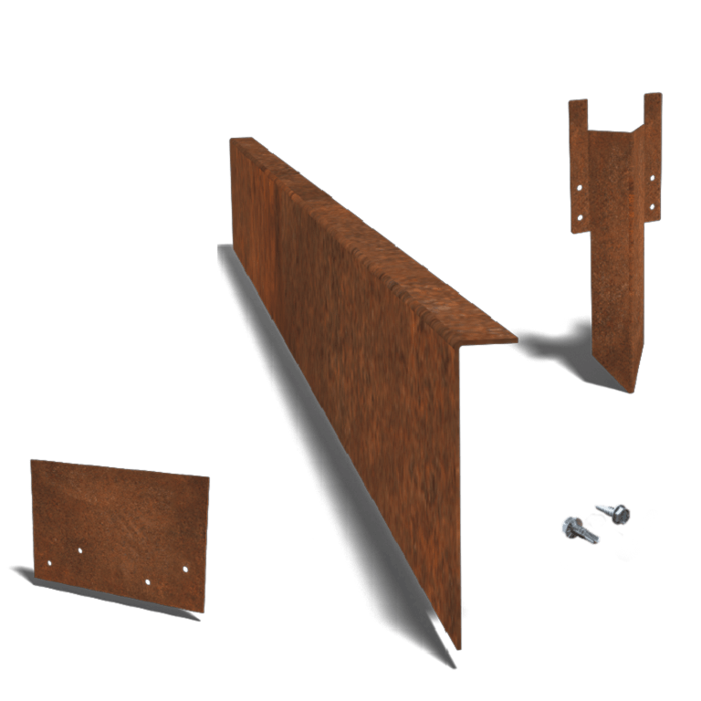 Conjunto completo de borda fixa em aço corten de 12 cm por 15 metros
