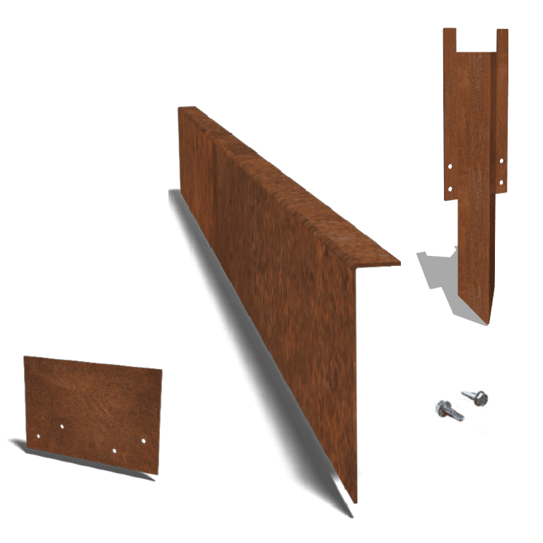 Conjunto completo de borda fixa em aço corten de 22 cm por 15 metros