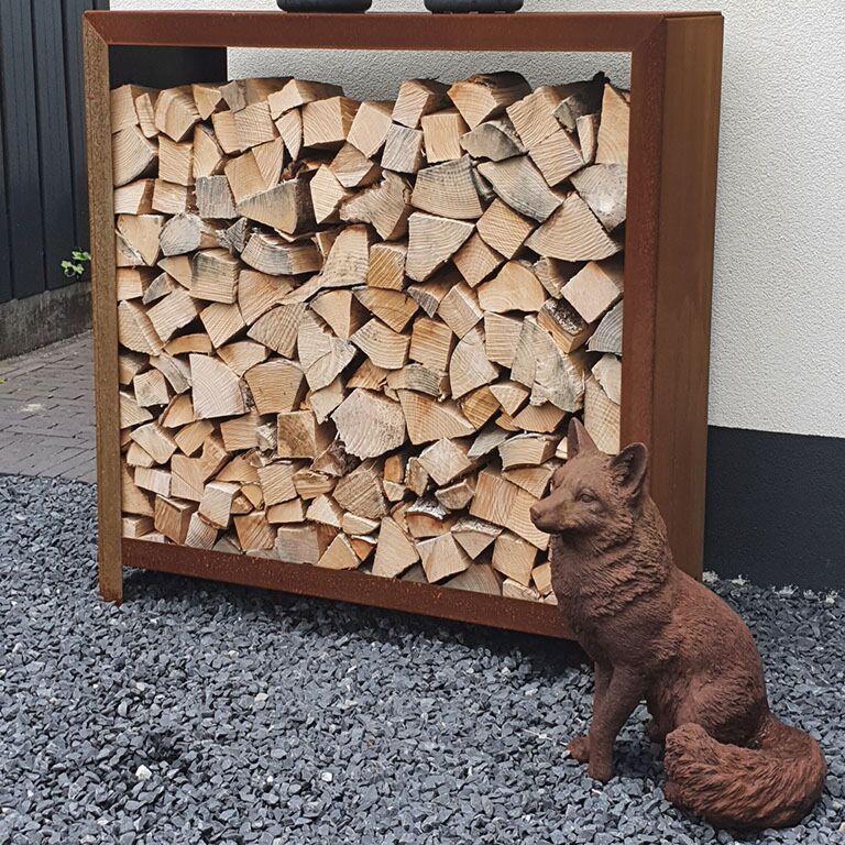 Arrumação de madeira em aço corten Indiana 100 x 100 x 40 cm