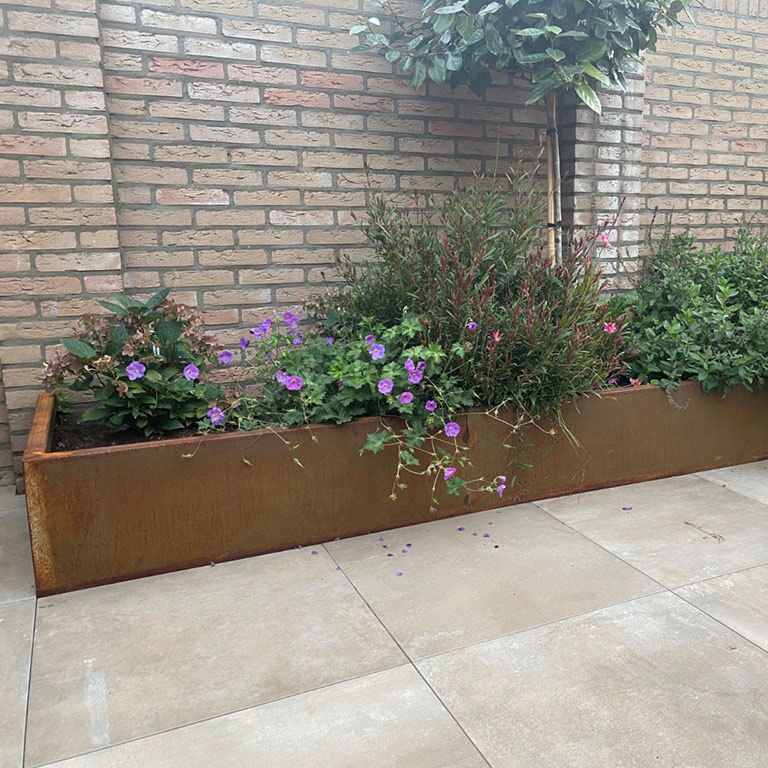 Muro de contenção reto de aço corten 200 cm (altura 30 cm)