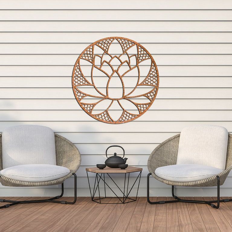 Decoração de paredes em aço corten Flor de lótus