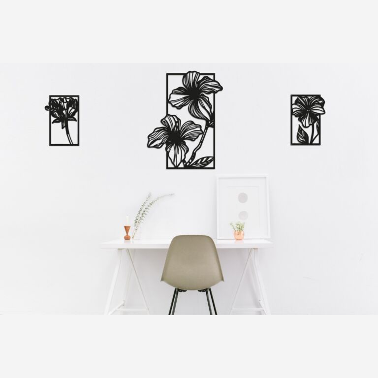Flores Decoração de parede em metal 3 partes