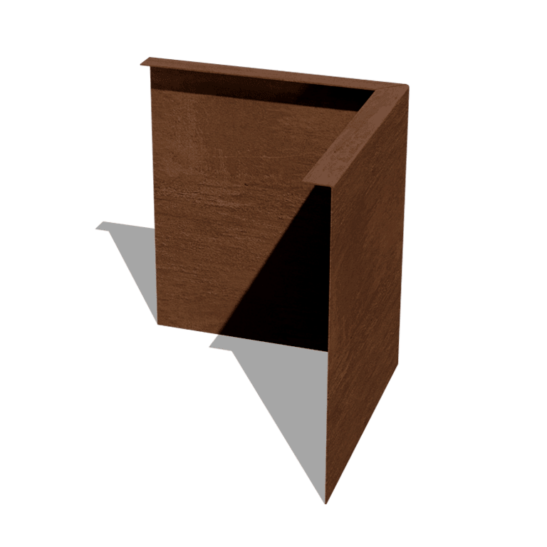 Borda fixa em aço corten 34 cm canto exterior